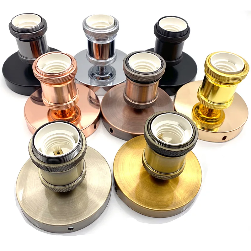 7 COLORS Lamp Base E26 E27 Electroplating Vintage Retro Antique Edison Ceiling Screw Light Lamp Bulb Socket Holder