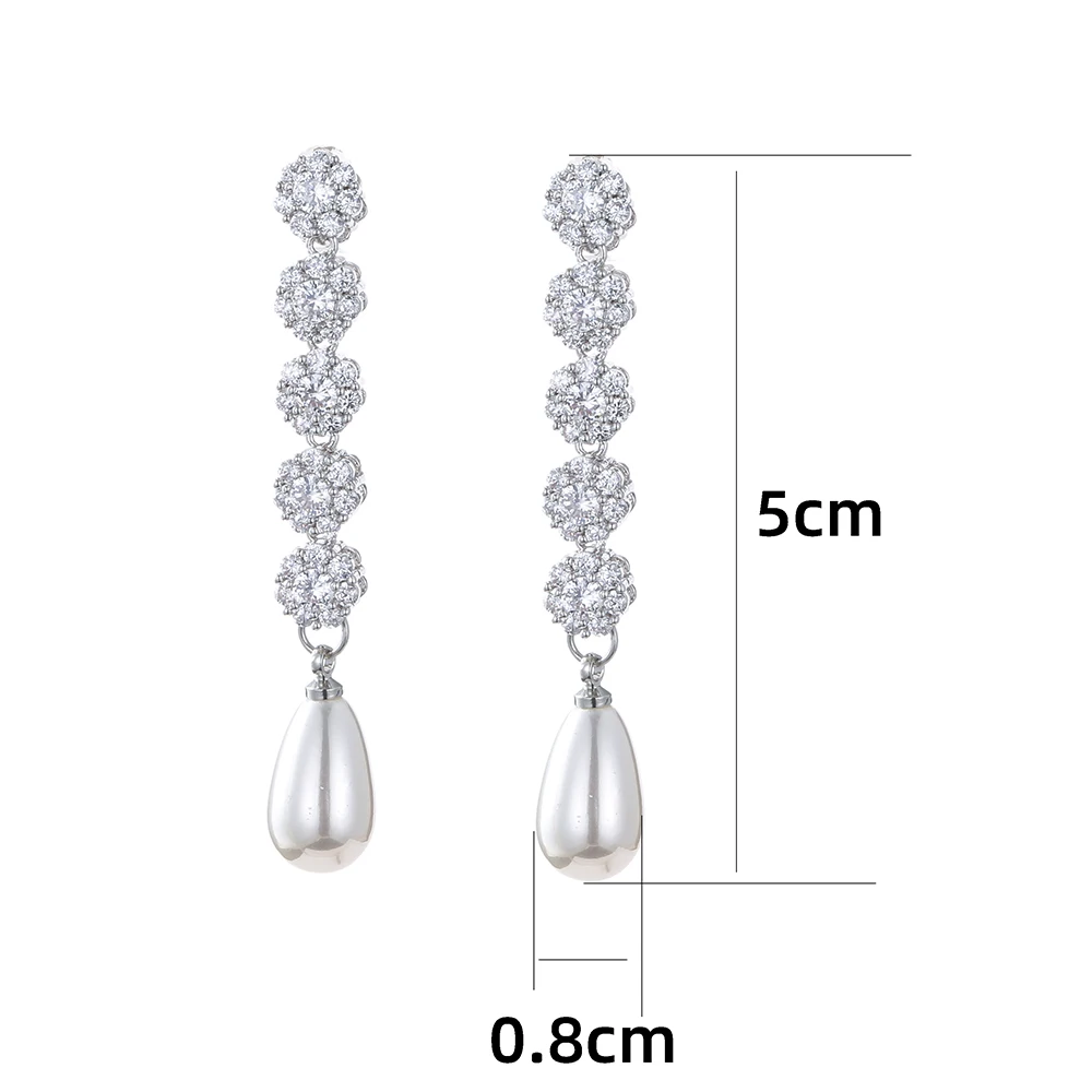 Emmaya New Arrival Shiny Flower Shape Design Earring For Women Cute Zirconia Jewelry With Pearl Decoration Fine Ornament