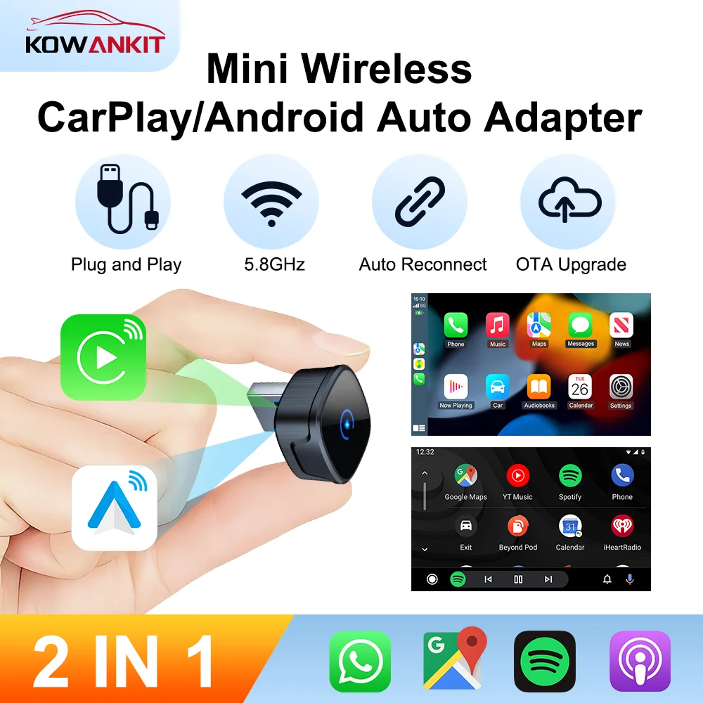 لاسلكي CarPlay أندرويد محول السيارات USB نوع-c دونغل الذكية صندوق صغير التوصيل والتشغيل العالمي لشركة فولكس فاجن تويوتا نيسان هوندا فورد بنز