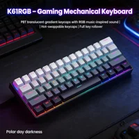 Teclado mecánico con cable, diseño degradado, 60%, retroiluminación RGB, 61 teclas, accesorios para juegos, diseño mini para PC/portátil