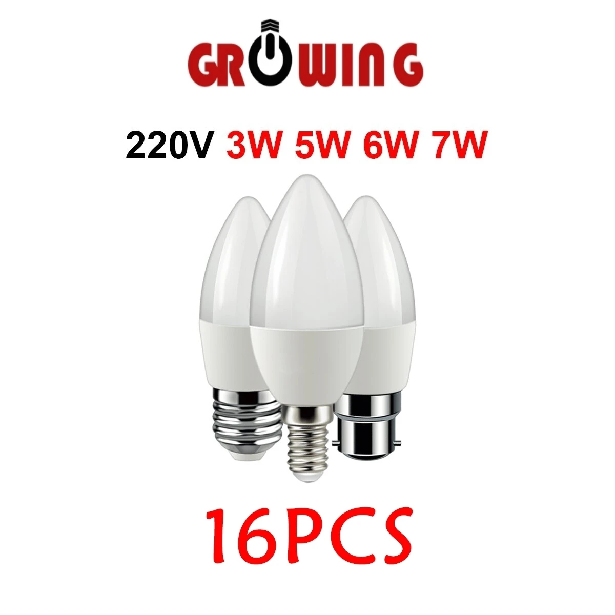 

16Pcs Led Candle Bulb C37 3w 5w 6w 7w E14 E27 B22 E14 AC220V-240V Warm White Cold White Daylight For Home Decoration Lamp