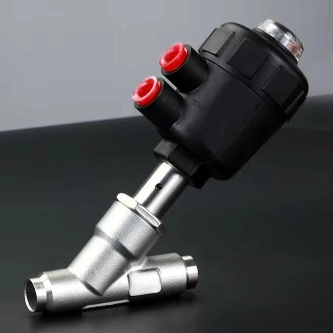 Valvola a sede angolare filettata femmina pneumatica in acciaio inossidabile 304 316 BSP NPT ad alta temperatura acqua gasolio vapore da 1,6 mpa