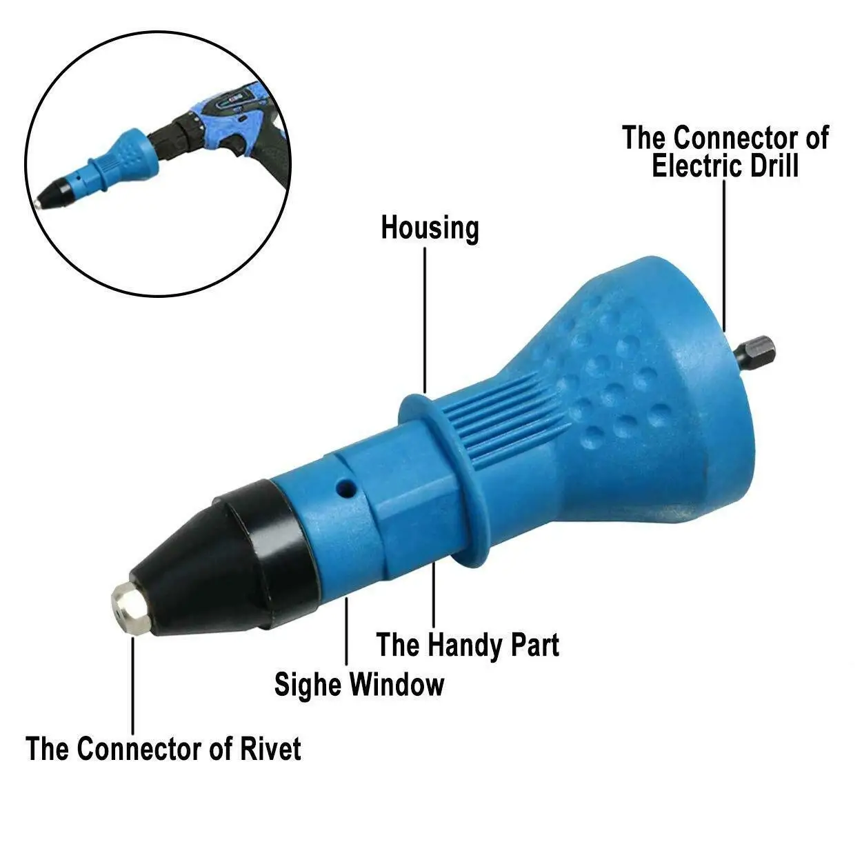 Điện Riveter Súng Adapter Đinh Tán Lực Dụng Cụ Không Dây Tán Đinh Mũi Khoan Dụng Cụ Điện Tán Đinh Đầu Khoan M3 M4 M5 m6