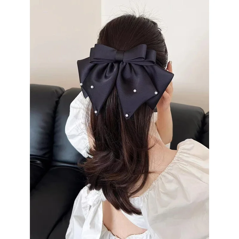 

1pc Bow Hair Clip Mesh Korean High-End Material For Women Back Head 2025 New Shark Hair Clip Large Streamer Clip Clip Headdress