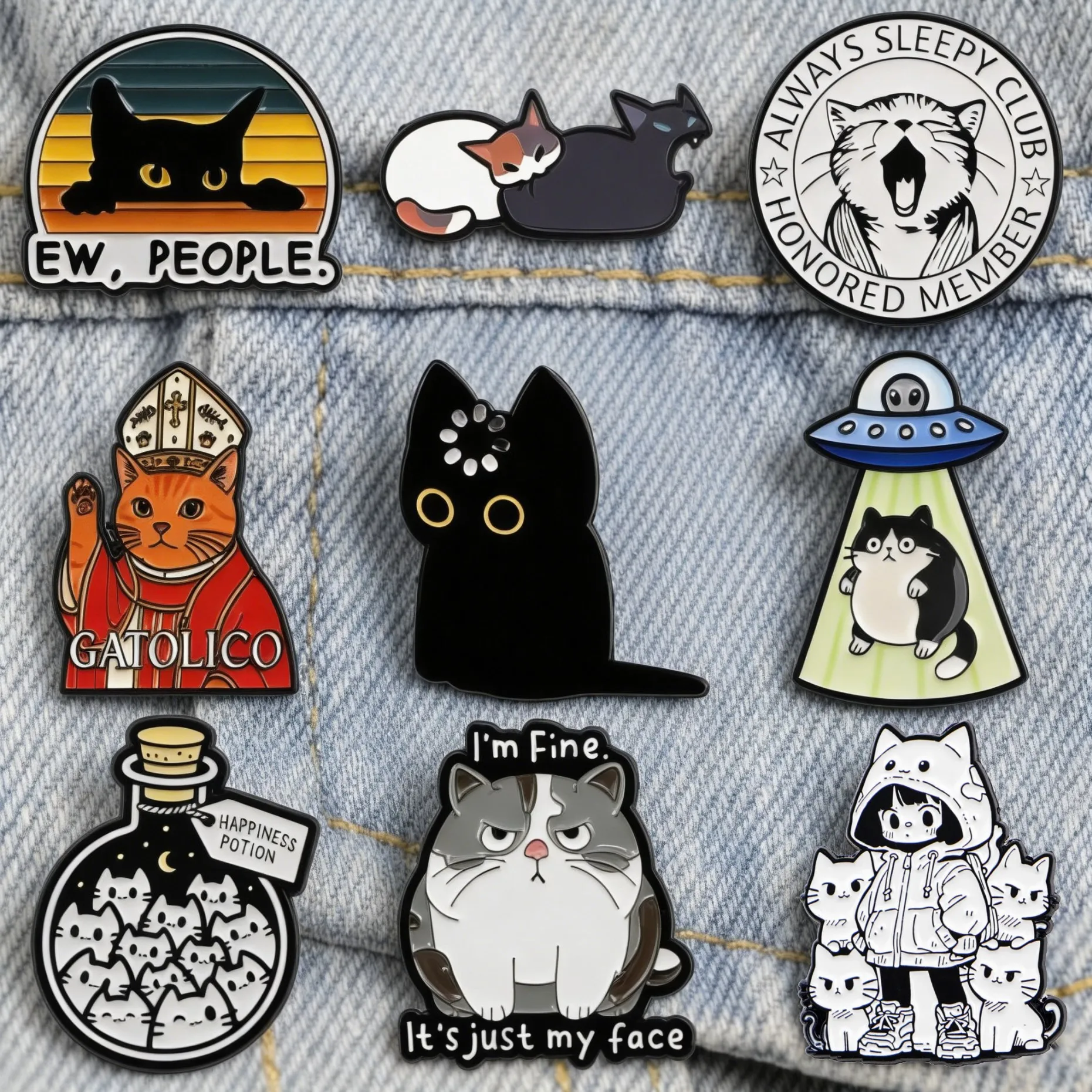 Pins de Esmalte de Gato Fofo, Broches Engraçados de Gato em Desenho Animado para Mochilas, Bolsas, Chapéus, Roupas, Pins de Lapela, Joias de Moda, Presentes para Amantes de Gatos