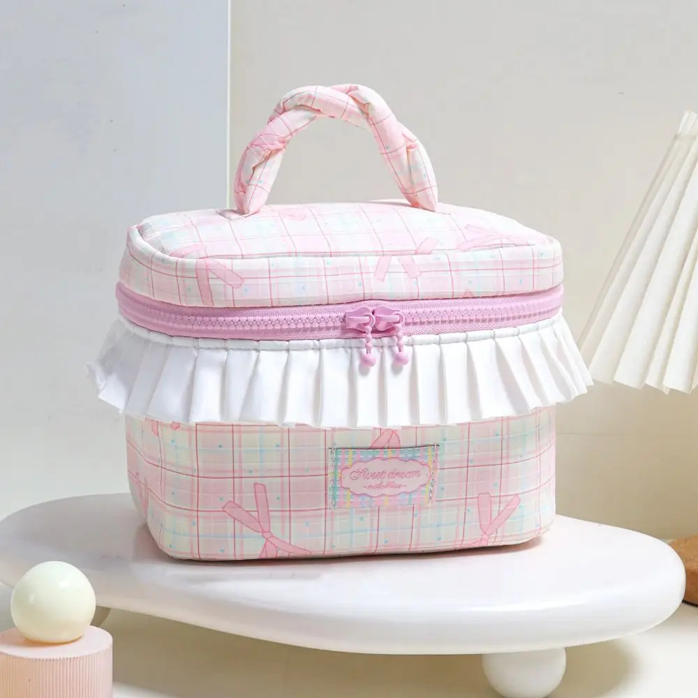 Sac à cosmétiques Portable couleur Dopamine, étui carré Kawaii pour cosmétiques, étui de rangement, trousse de toilette à fermeture éclair pour dames