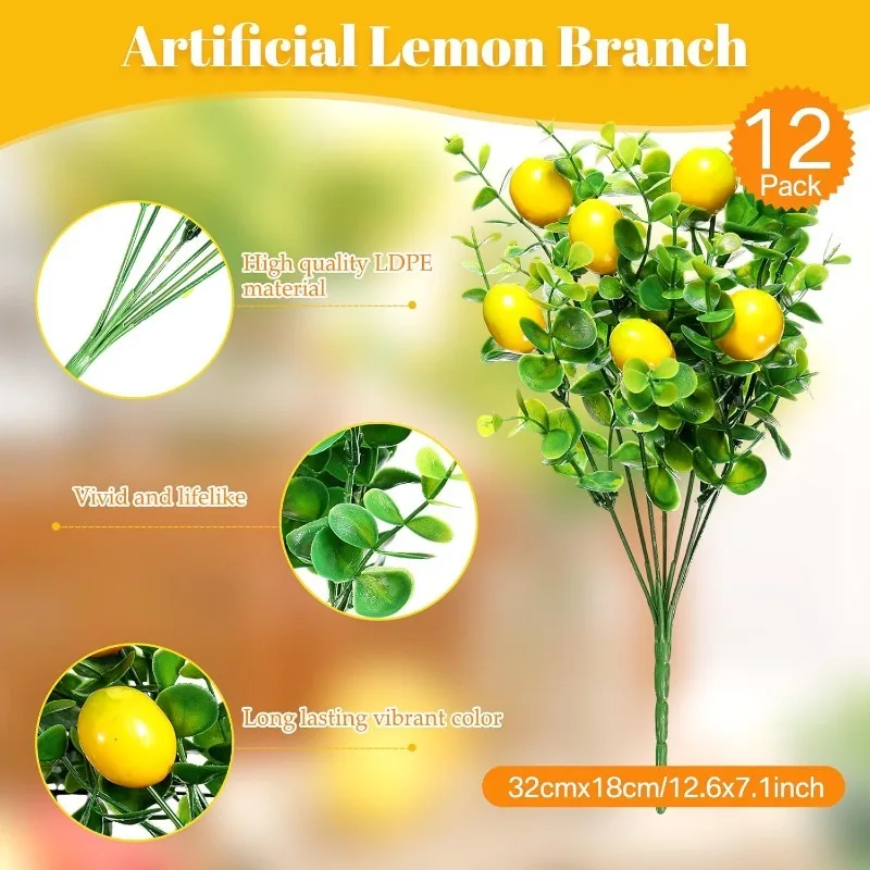 1/3 Stück 30cm Künstlicher Eukalyptus Zitronenbeeren-Blumenstrauß Wohnzimmer Grünpflanze Heimdekoration Ornament DIY Hochzeitsdekoration – Detail 2