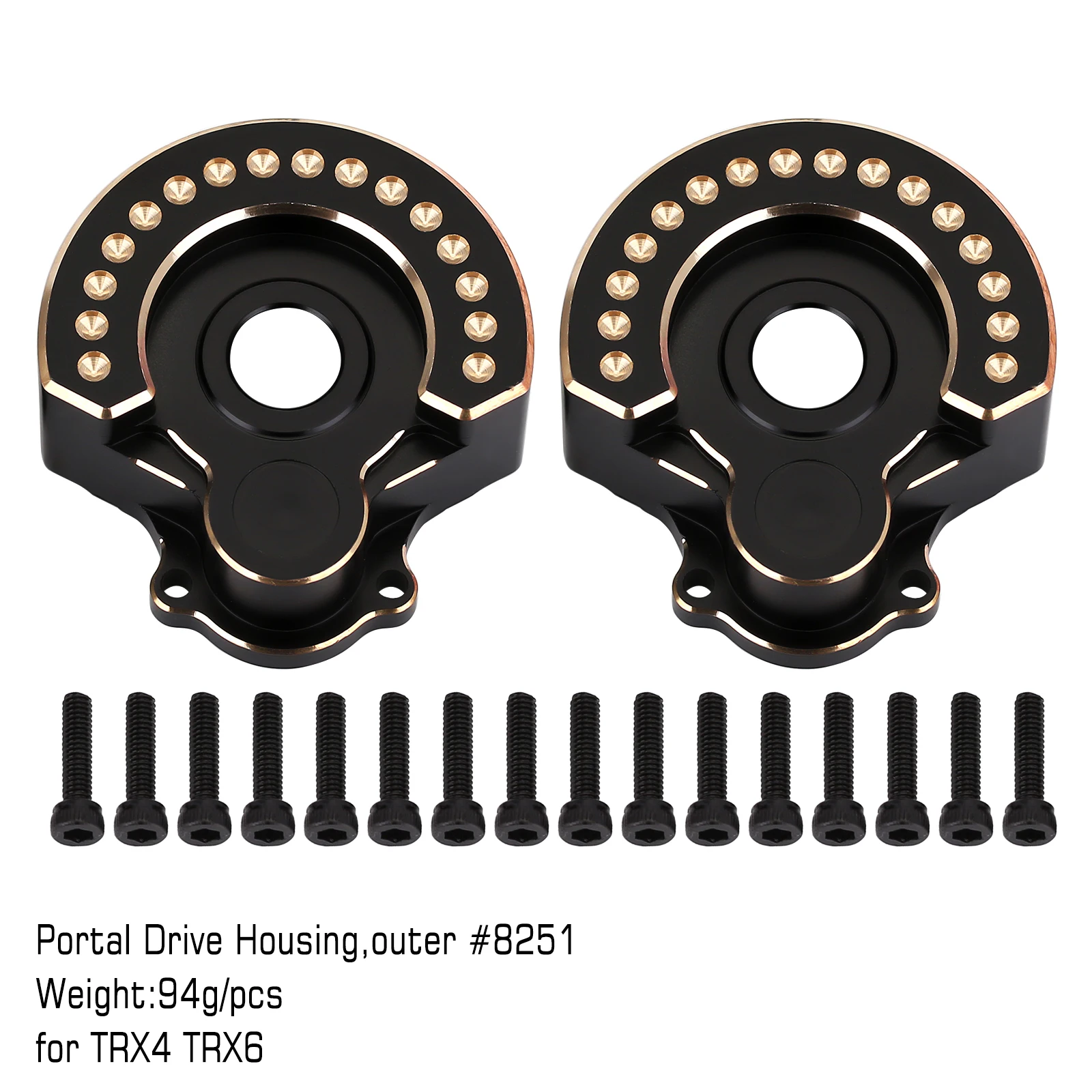 INJORA Schwere schwarze Beschichtung Messing Gegengewicht Portalantriebsgehäuse für 1/10 RC Crawler Car TRX4 TRX6 Upgrade-Teile
