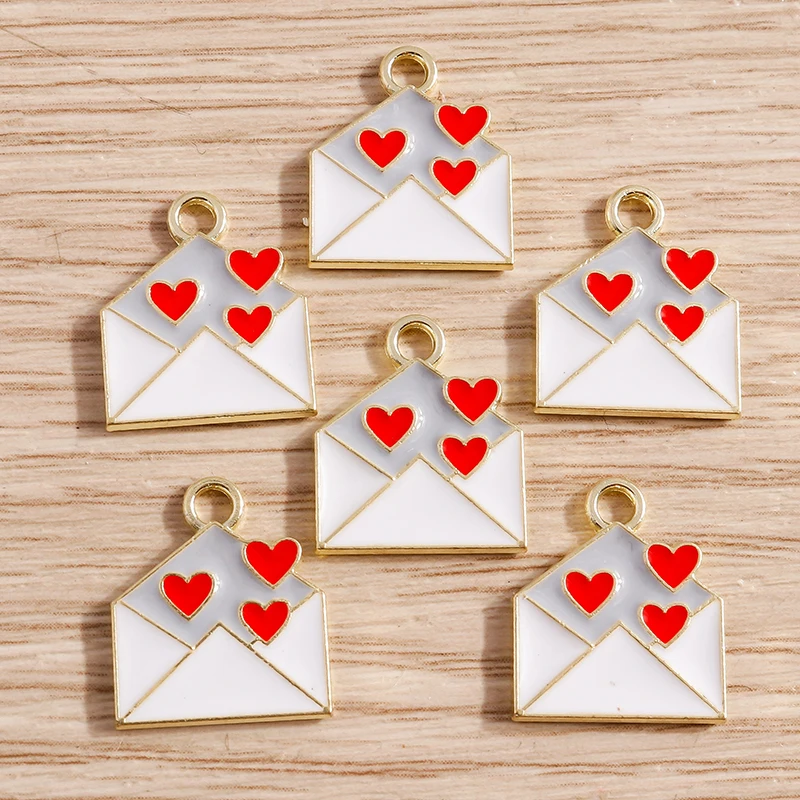 Tusember 10 Stück gemischte niedliche Emaille-Liebesherz-Anhänger für die Schmuckherstellung, Ohrringe, Halsketten, DIY, handgefertigte Bastelbedarf – Detail 20