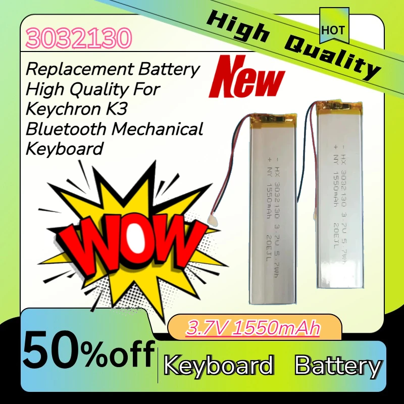 3032130 3.7V 1500/3000/4500mAh Li-Polymer Replacement Battery High Quality For Keychron K3 Bluetooth Mechanical Keyboard
