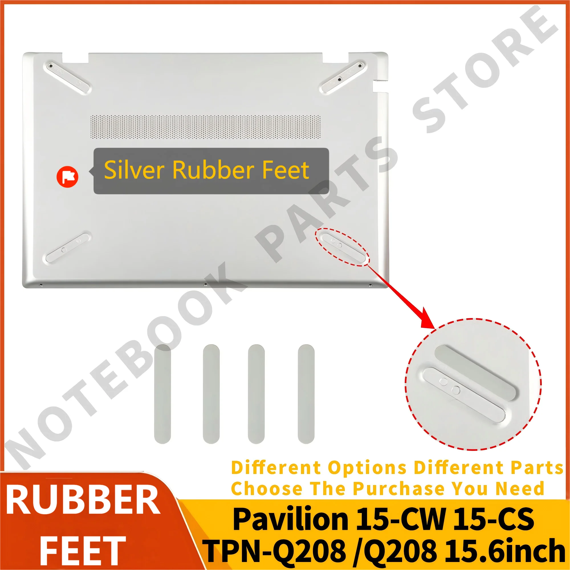 

Rubber Feet On Bottom For HP Pavilion 15-CW 15-CS TPN-Q208/Q210 48*8*1.5mm Rubber Repair Silver Pads 2pcs/4pcs/20pcs/40pcs