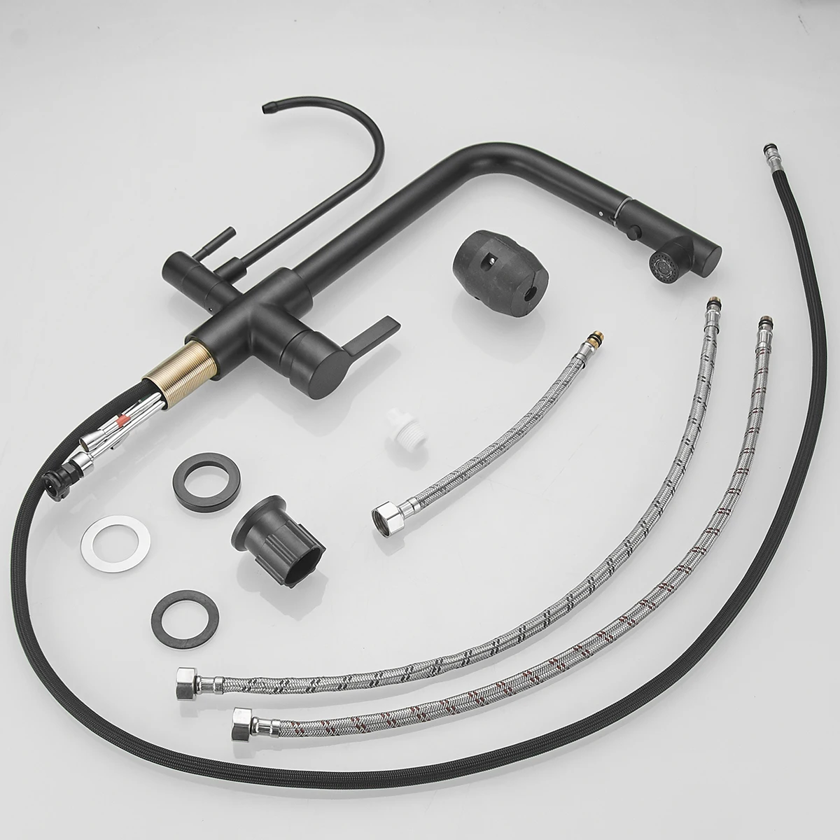 Black Touch Filter Kitchen Faucet Quality Brass Pull Out Kitchen Sink Mixer Faucets Smart Touch on Pull Out Filter Kitchen Tap