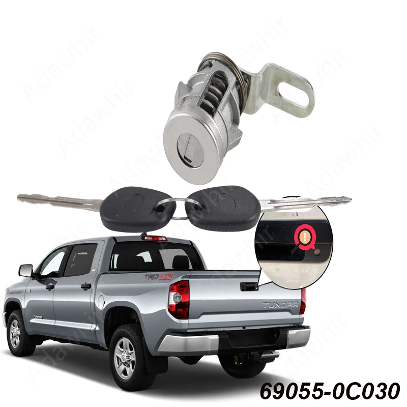Tailgate Door Lock Cylinder with Keys Rear Door Lock Cylinder for Toyota Tundra Tacoma Lock Cylinders 69055-0C030