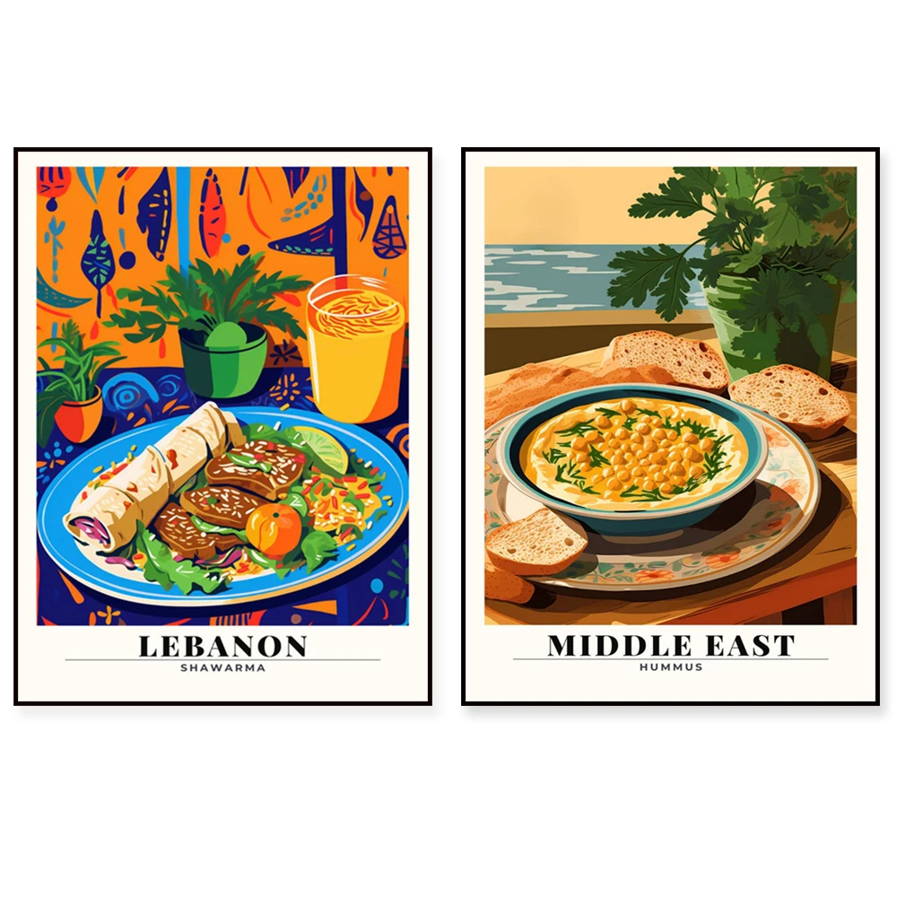 طباعة لبنان، مصر، فلافل، فن الشرق الأوسط، فن الطعام، ملصق المطبخ، تذكار السفر
