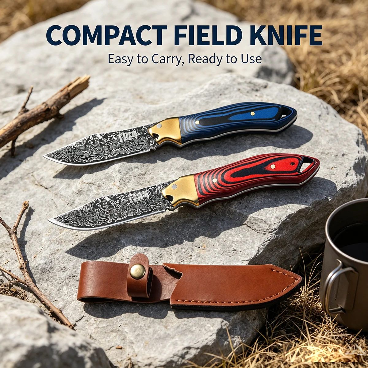 Outdoor Multifunctional Forging clamp steel knife Compact Knife,Sharp Portable Tool for Camping, High hardness steel knife