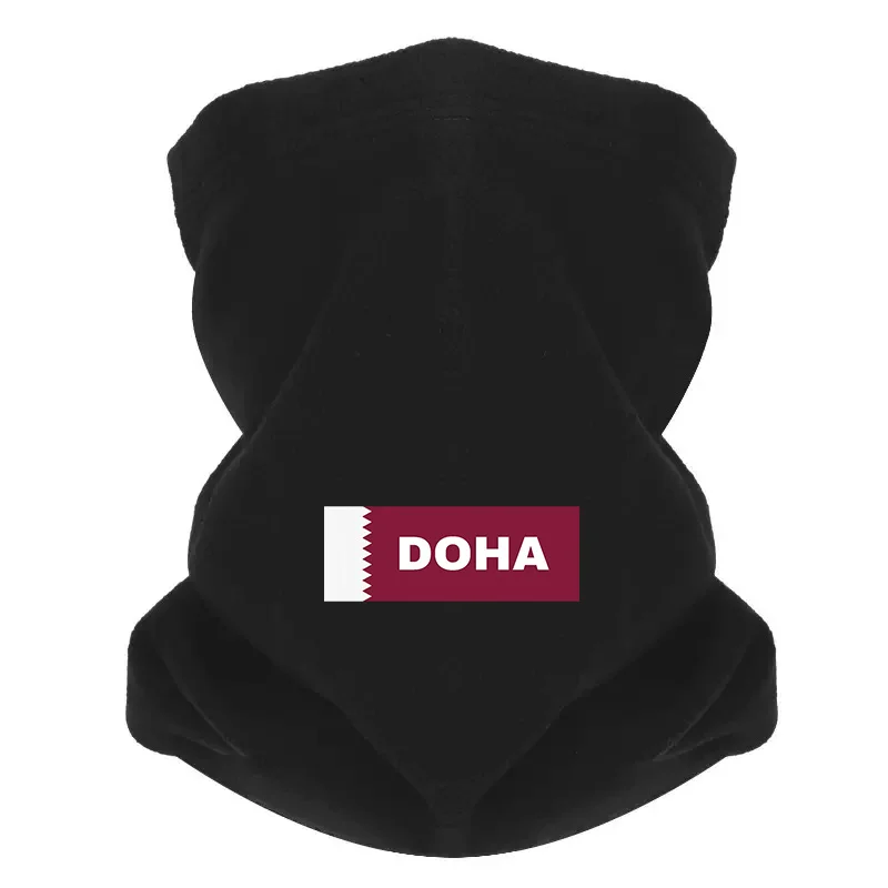 Blanco sobre fondo granate Doha hombres bufanda al aire libre máscara cuello polaina sombrero mujeres gorra sombreros a prueba de viento mantener caliente invierno multifunción
