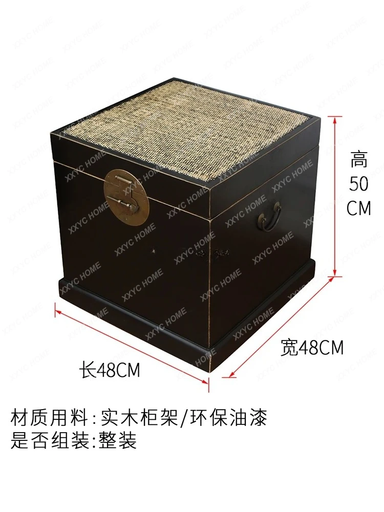 New Chinese Furniture Solid Wood Storage Box Sofa Side Table Storage Box