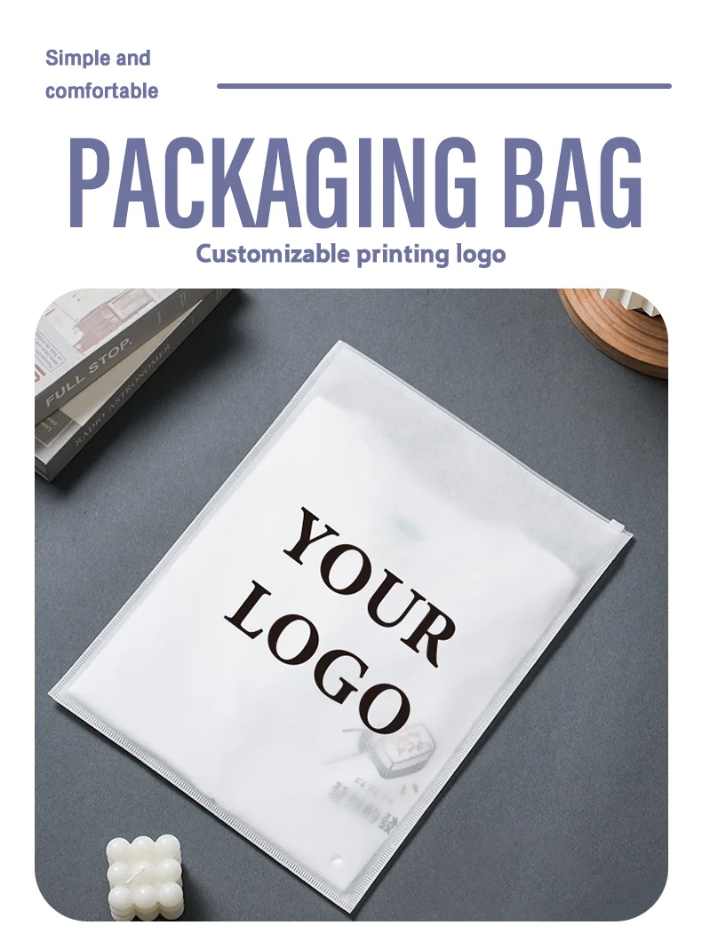 50 Stück weiße doppelseitige Vlies-Reißverschlusstaschen, Kleidungsverpackungstaschen, Pullover-T-Shirt-Aufbewahrungstaschen, unterstützt individuelles Logo – Detail 1
