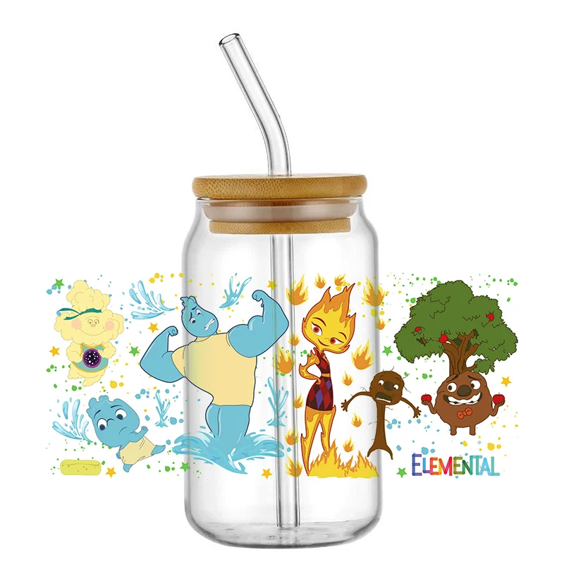 

Miniso UV DTF Sticker Fashionable cartoon Theme For The 16oz Libbey Glasses Wraps Cup DIY Waterproof Easy To Use Custom Decals