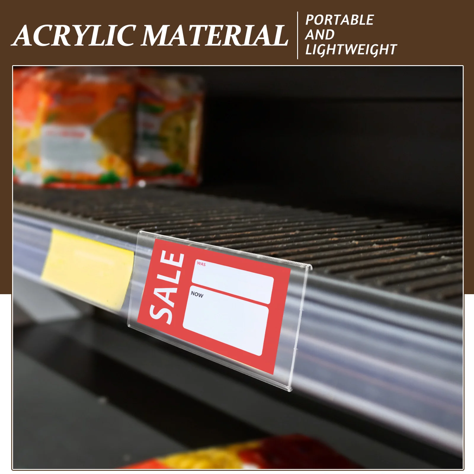 

6pcs Acrylic Flat Price Tags Shelf Labels Stable Price Tag Holder Vertical Sign Stand Convenient Store Display Accessories For