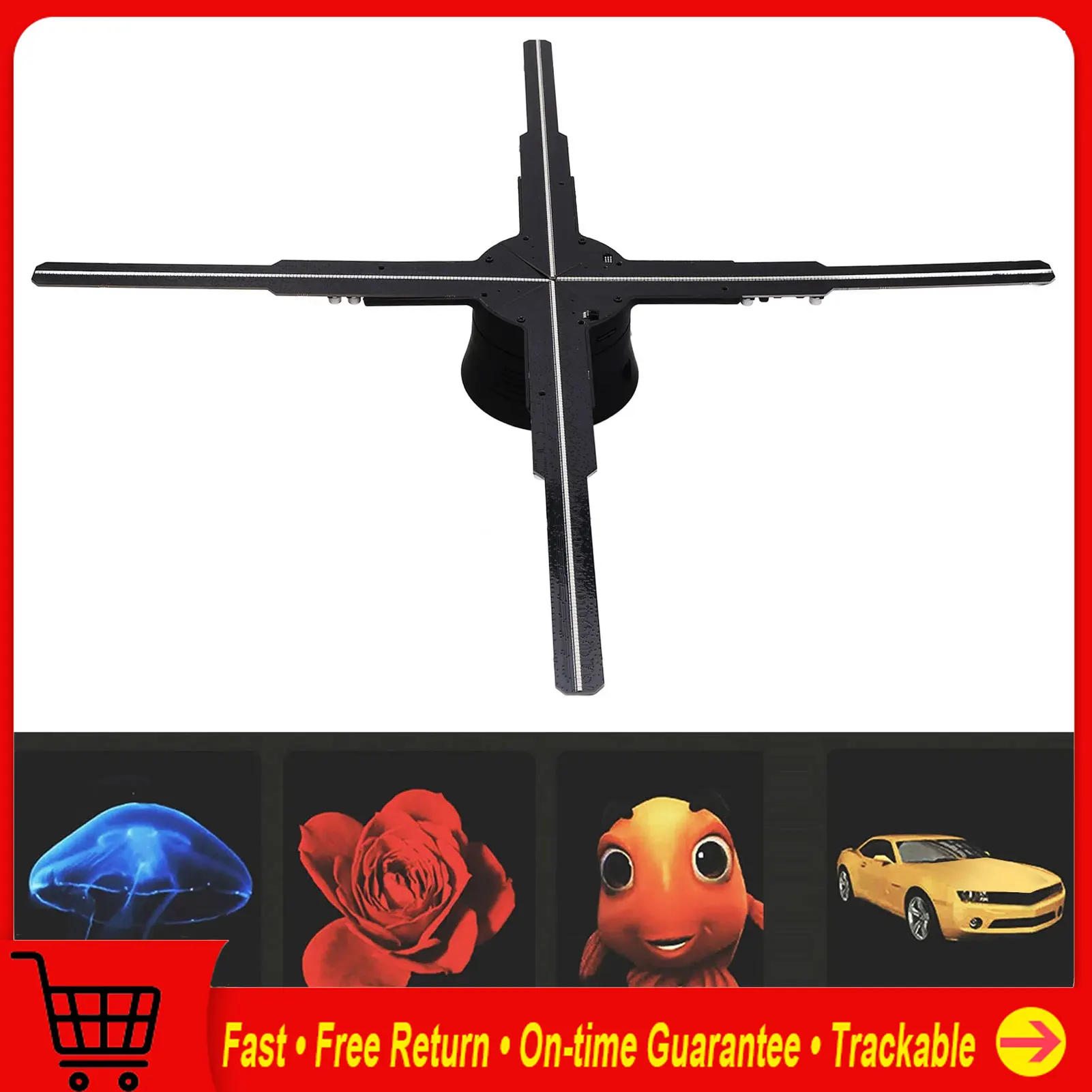 

3D Holographic Fan WiFi Control Black Lightweight 3D Hologram Projector Advertising Display AC 100-240V 1800x586P for Business