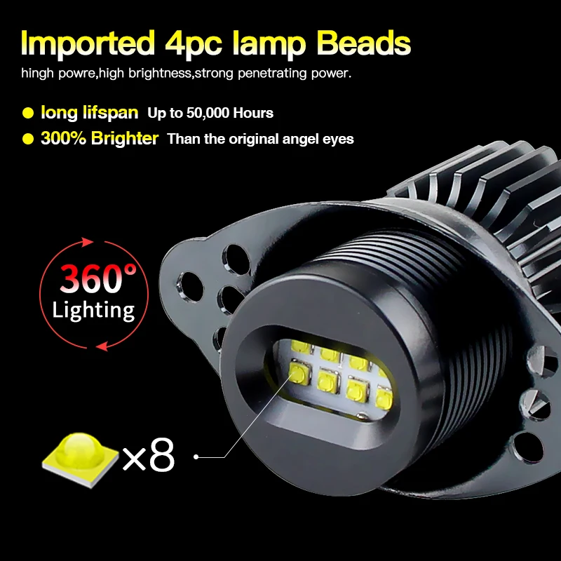 

2 шт. светодиодных фар Angel Eyes Halo 80W для BMW 3 серии E90 E91 325i 325xi 328i 328xi 328i xDrive 330i 330xi 335i 335xi 335i xDrive