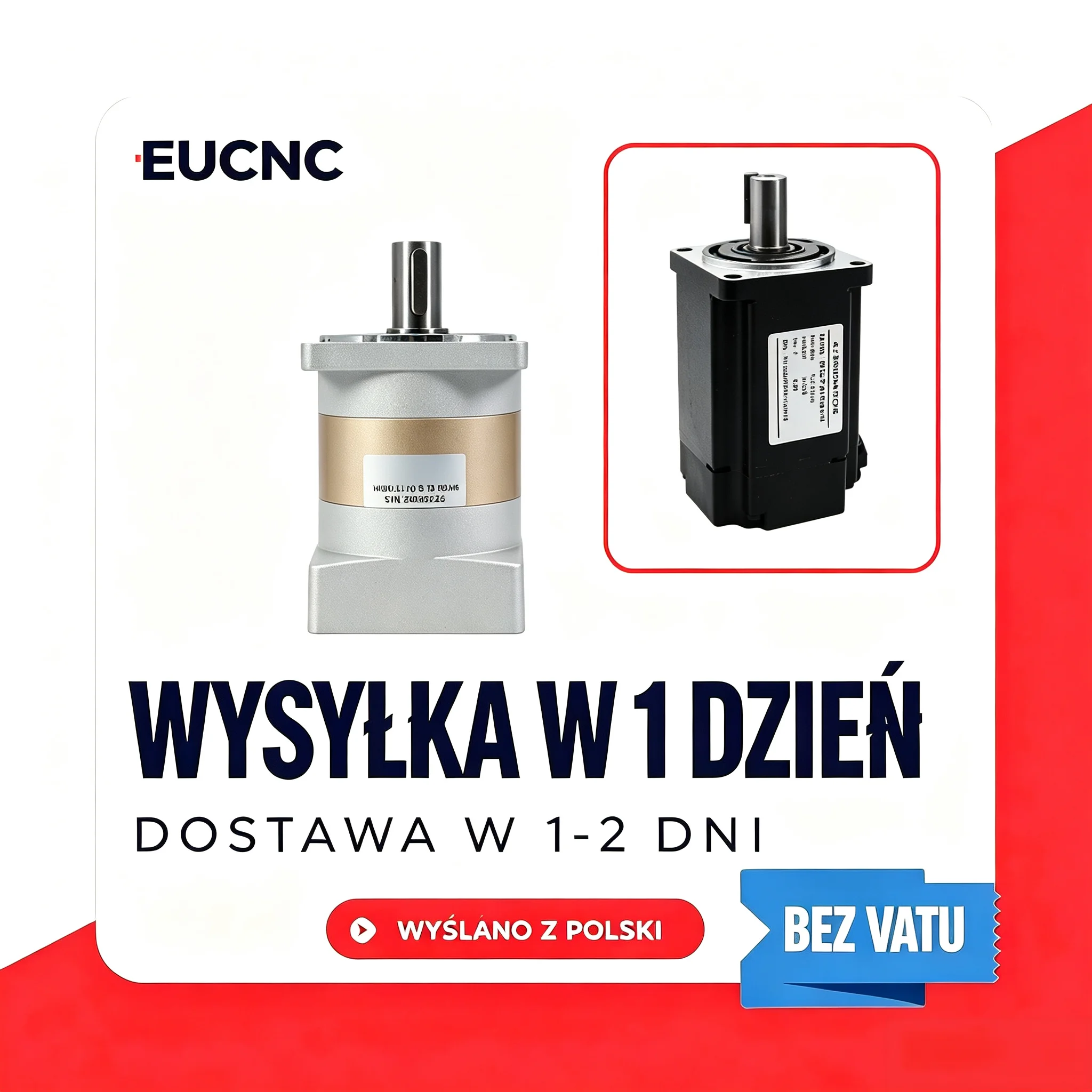 Reduktor planetarny CNC EU, kołnierz montażowy 80 mm, przełożenie 5:1 10:1, wysoki moment obrotowy do serwomotorów 750W 1000W, magazyn w UE, szybka dostawa, bez VAT, bez opłat celnych.
