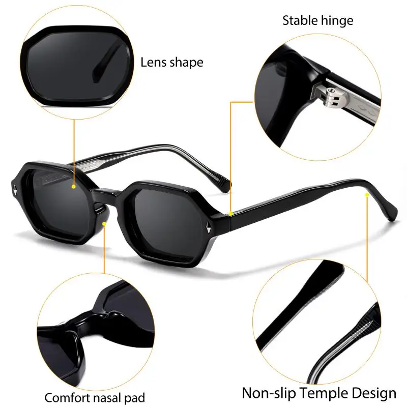 CATERSIDE Polygon-Sonnenbrille, modische Herren-Sonnenbrille mit kleinem Rahmen und Farbverlaufsgläsern für Sommer-Strandpartys, ideale Wahl für Geschenke – Detail 6
