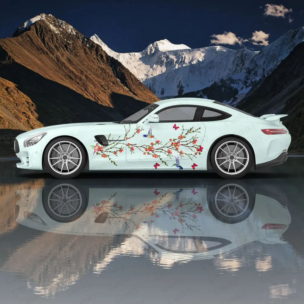 

Bird on Branch Pattern Car Body Sticker Itasha Vinyl Car Side Decal Sticker Body Sticker Car Decor Sticker Car Protective Film