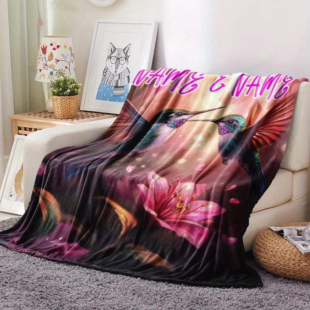 1 piece custom named Woodpecker flannel blanket - soft polyester fiber, machine washable, coarse knit all season