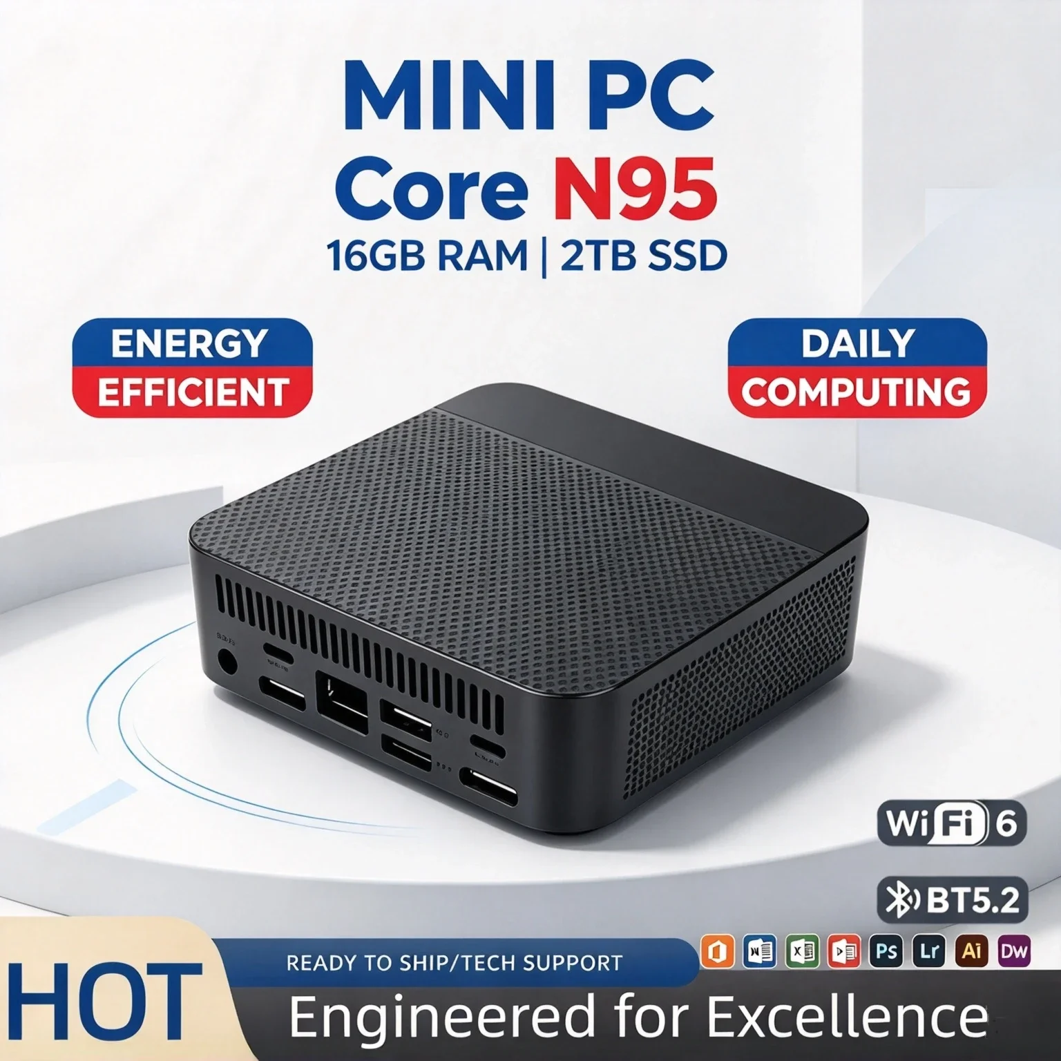 16gb-nvme-ssd搭載、intel-n95プロセッサー、ミニデスクトップpc、トリプル4k、wi-fi6、bluetooth52、静音冷却、家庭用・オフィス用、プロマックス、高速ターボ