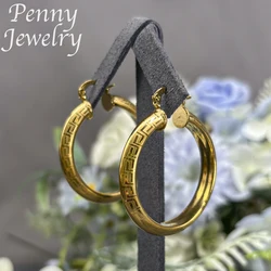 Trendy 18K Gold Plated Hoop Earrings for Women Copper Vintage Circle Earring Party Wedding Gifts Italian African Jewelry Sets