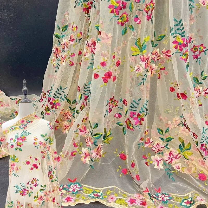 

1/3 ярда кружевная ткань с цветочной вышивкой, мягкое женское свадебное платье для DIY ручной работы, кружевная вышивка, ткань, поделки