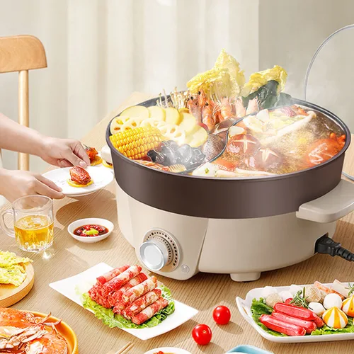 분할 접시 냄비 바베큐 전기 더블 라운드 다기능 중국어 냄비 음식 수프 주방 홈 10L Fondue Chinoise 조리기구  Best5
