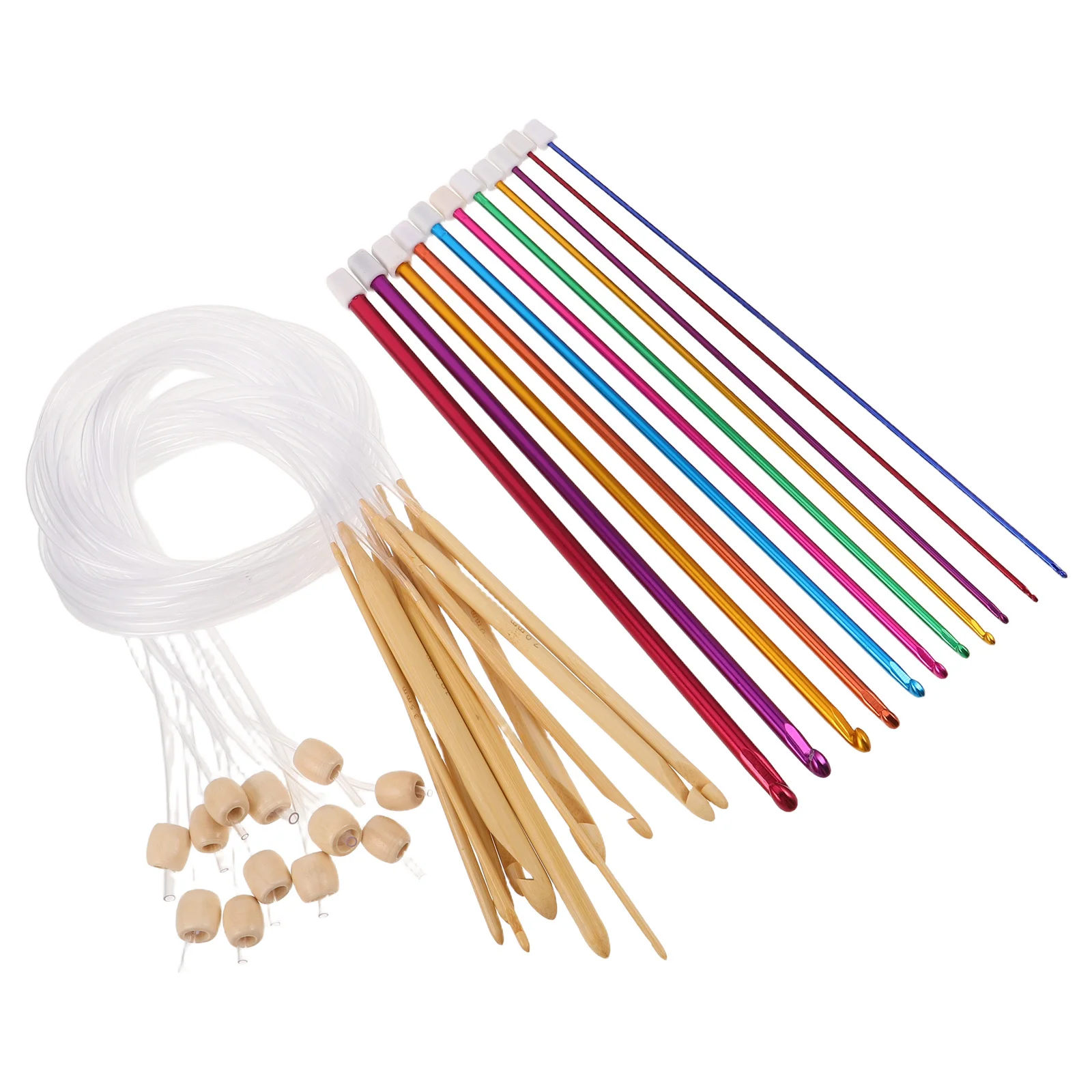 

1Set Crochet Hooks Set Tunisian Crochet Needles Kit Wood Handles with Cable Sweater Weaving Yarn Crafting Tools for Beginners