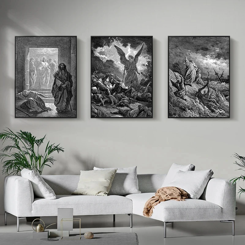 Gustav Dore Satan Paradise Lost Monster Wall Art Jesus Canvas Painting Nordic Posters And Prints Wall Pictures Living Room Decor