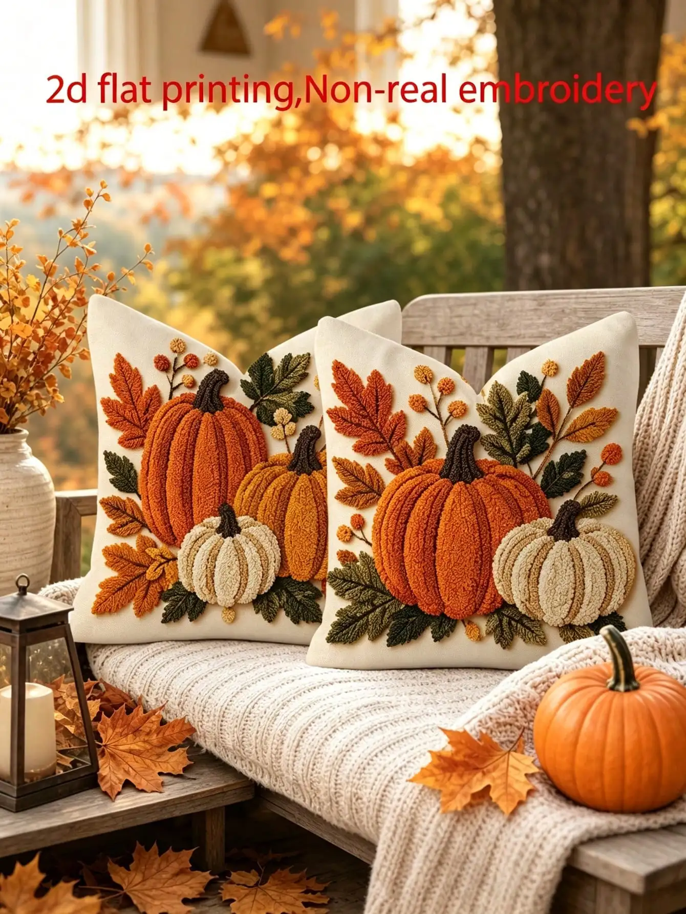 1pc Country Rustic Fall Throw Pillow Covers Suitable For Thanksgiving,2D Double Sided Print Pumpkin Cushion Covers, Farmhouse
