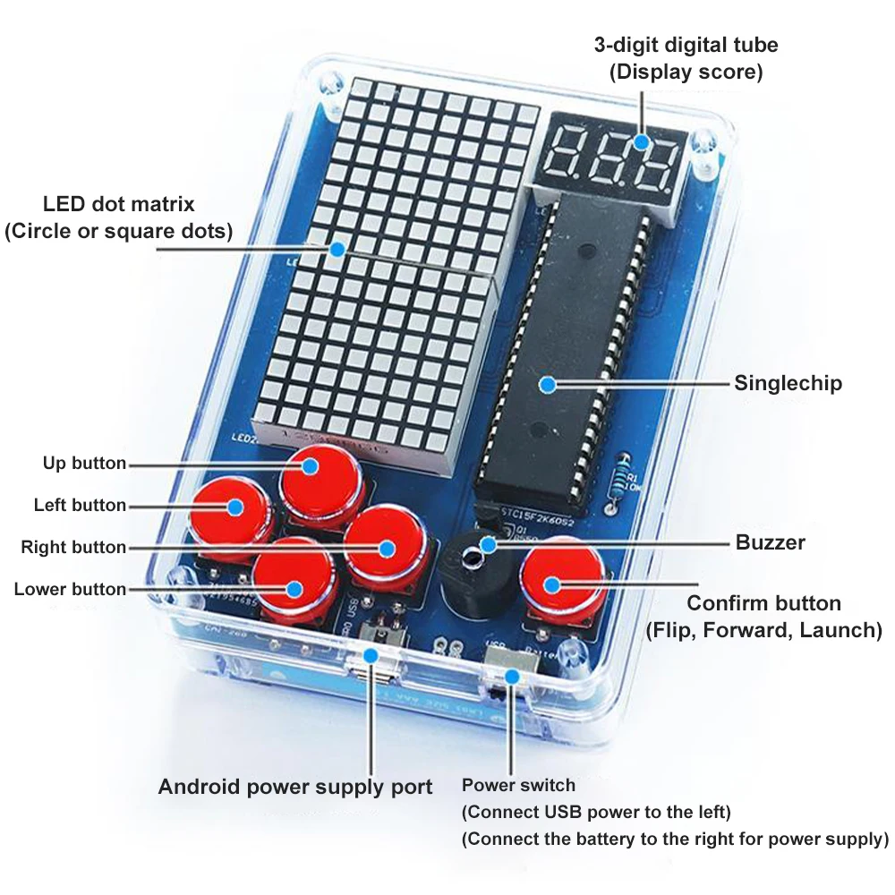 Zestaw do produkcji konsoli do gier Pixel DIY 51, jednoukładowy zestaw do gier dla dzieci, klasyczna gra lutownicza, elektroniczny zestaw do gier