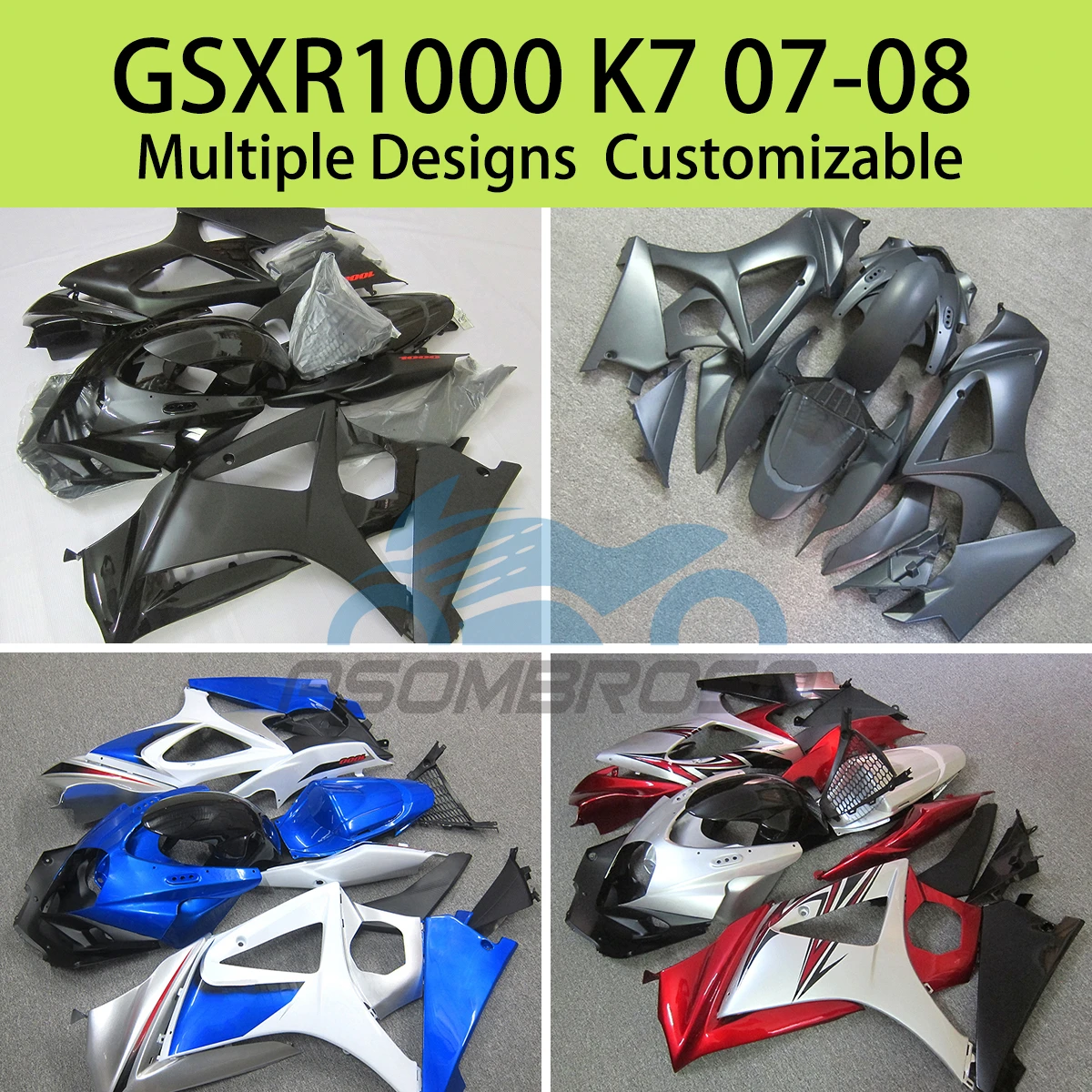 

Для SUZUKI GSXR 1000 K7 2007 2008 Полный обтекатель GSXR 1000 07 08, бесплатный мотоцикл, индивидуальный комплект обтекателя кузова из инъекционного пластика