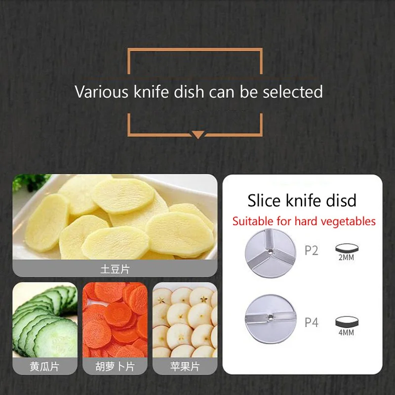 Professionelle Gemüseverarbeitungsmaschine: Vollautomatisch, elektrisch, zum Kartoffelschneiden, Würfeln, Zitronenschneiden und Käsereiben