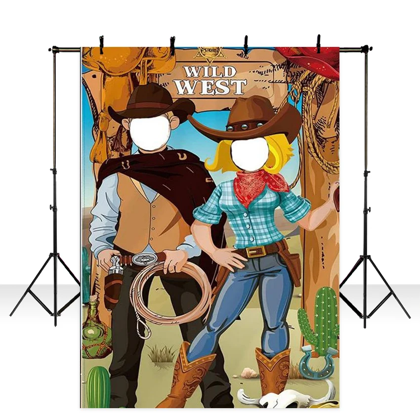 

Wild West Backdrops Photo Hole In Face Cowboy Cactus Photographic For Party Decor Personalized Backgrounds Newborn Photo Shoots