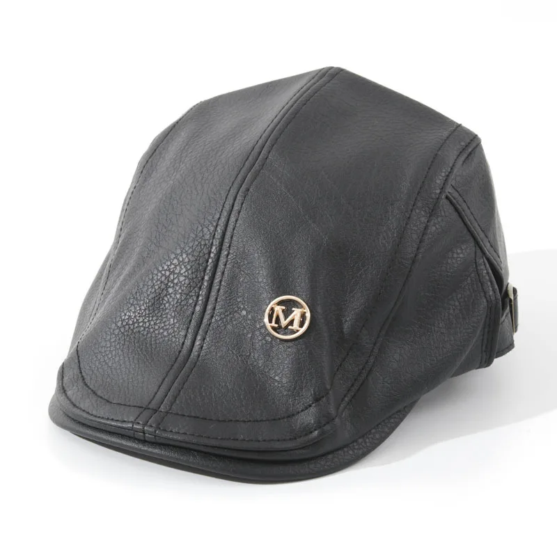 autumn-winter-leather-newsboy-cap-lychee-grain-beret-forward-peaked-hat-british-style-painter-hat-retro-street-unisex-headwear