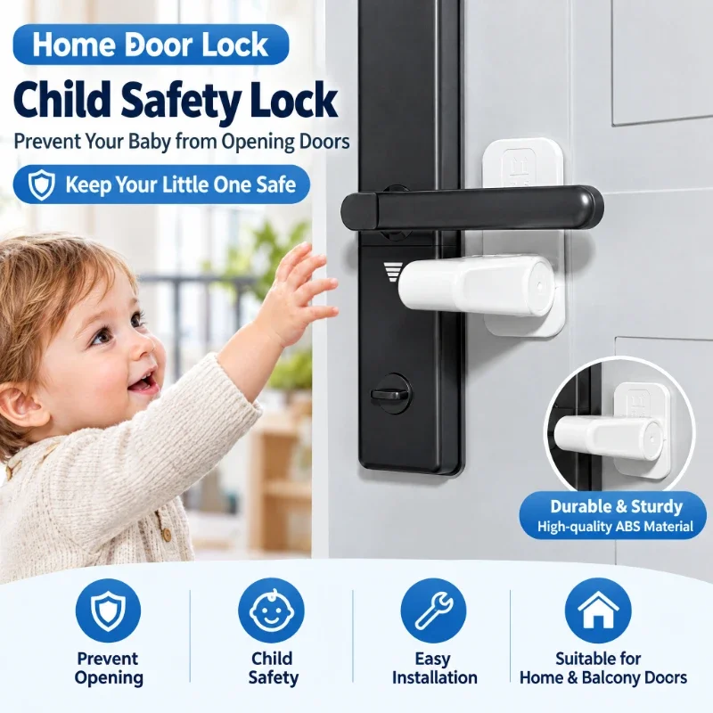 2/4 Pcs Door Lever Lock Prevents Toddlers From Opening Door Baby Safety Locks for Door Handle Baby Products Drawers Cabinet Lock