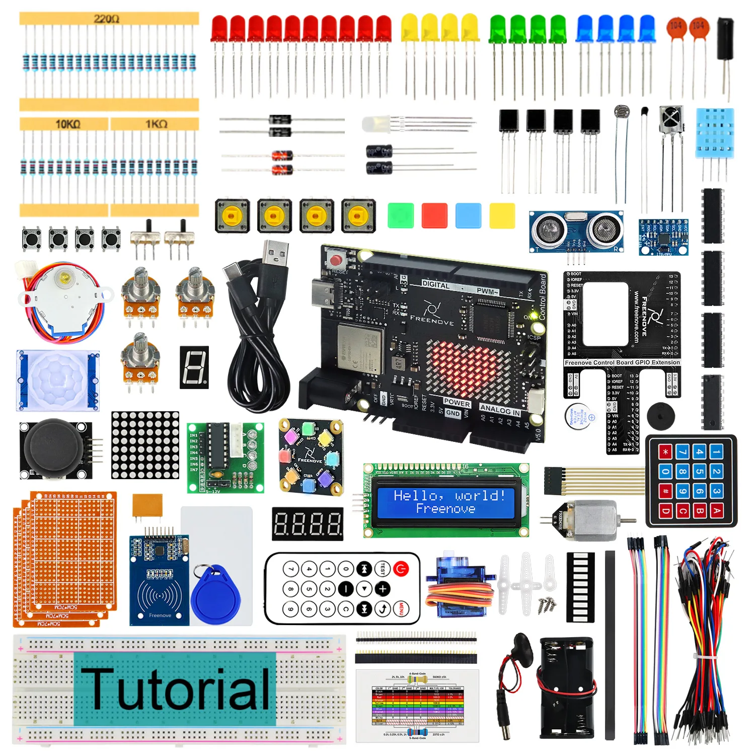 Freenove Ultimate Starter Kit for Arduino UNO R4 V5 WiFi Mini, Arm Cortex-M4, 399-Page Detailed Tutorial, 220 Items, 78 Projects