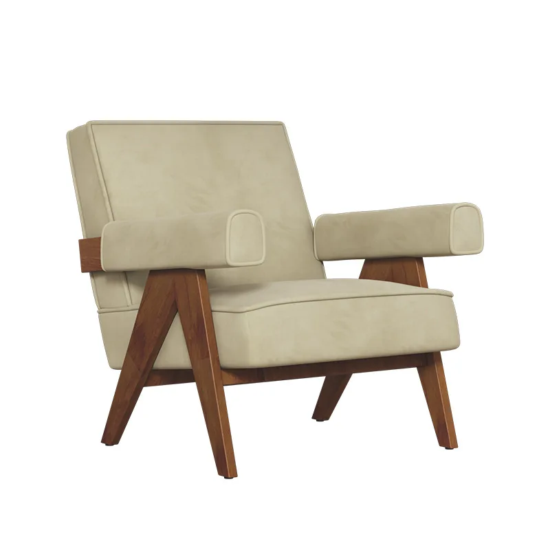 

Nordic Light Luxury Solid Wood B & B Hotel Rest Single Sofa Chair