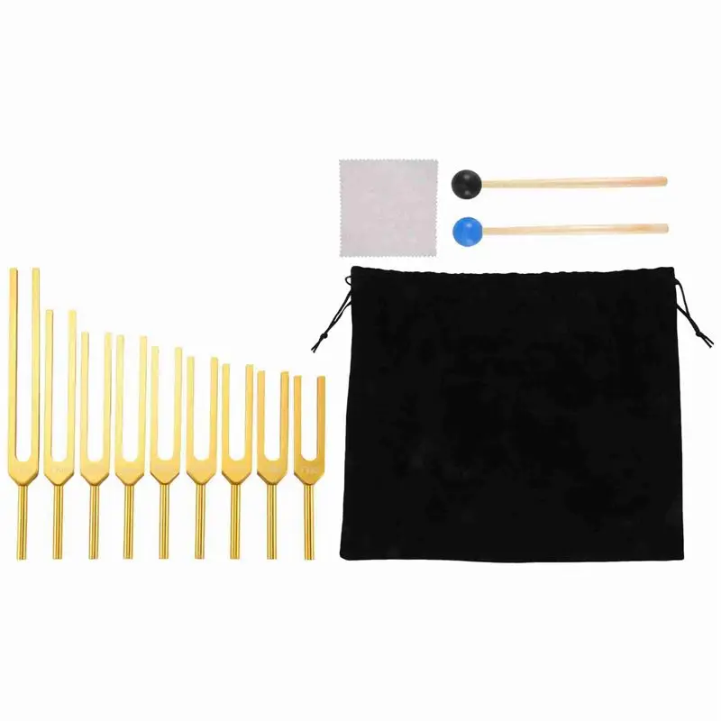 NALFI-2X Tuning Fork Set - 18 Tuning Forks For Healing Chakra,Sound Therapy,Keep Body,Mind And Spirit In Perfect Harmony- Gold