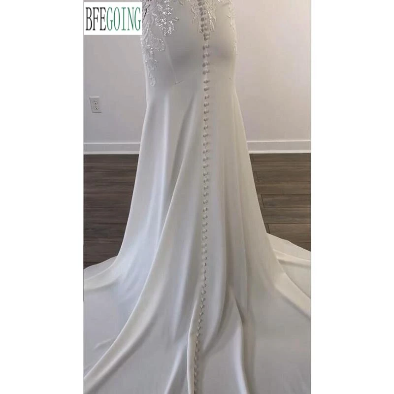 Vestido de novia de satén con tirantes finos, prenda de novia con cuello en V, cola, hecho a medida