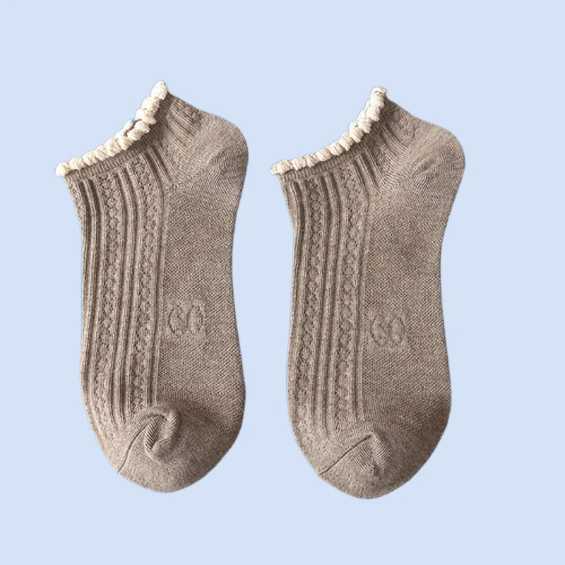 3/6 Pairs Low-top Breathable Socks Cotton Bubble Lace Cute Cotton Boat Socks Women's Socks Women's Fashion Isbe Snow Socks