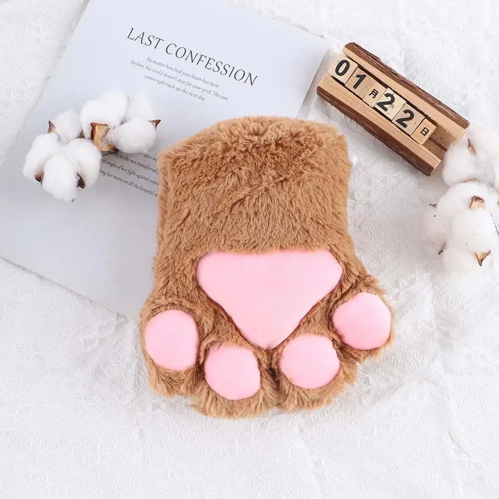 Sweet For Women Fluffy Bear Claw Anime Cosplay Gloves Plush Cat Claw Gloves Paw Mittens