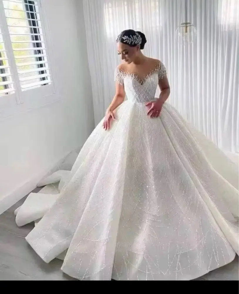 

New Princess Luxury Shiny Beaded Sweetheart Appliques Ball Gown Wedding Dresses 2025 customized Tulle Bridal Gowns For Women